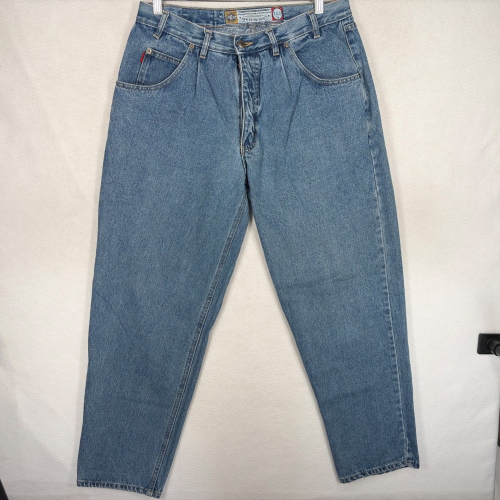 Vintage Bugle Boy Jeans 90s Baggy Fit New Denim Basics Blue 36x32 Gold Tab Y2K